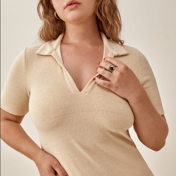 Reformation "Steffi" Cream Dress in Sand - Size Small - Picture 3 of 7